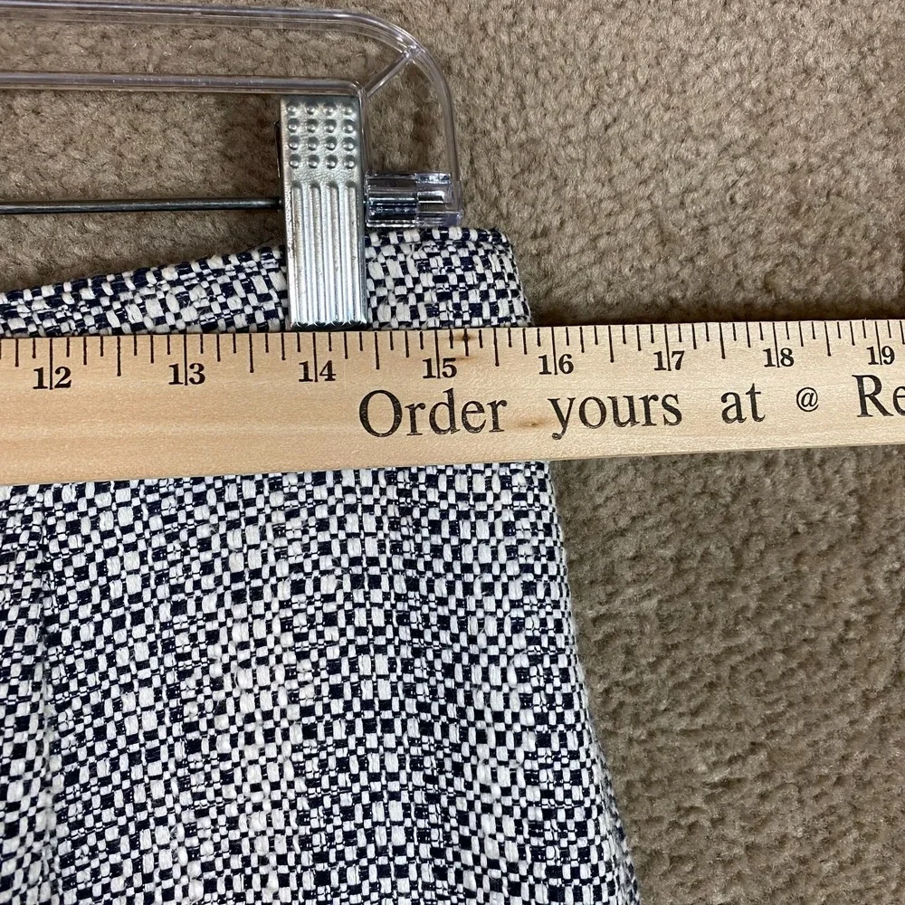 Brooks Brothers‎ Pencil Faux Wrap Skirt Women Size 6 Navy/White Woven Fringe Hem